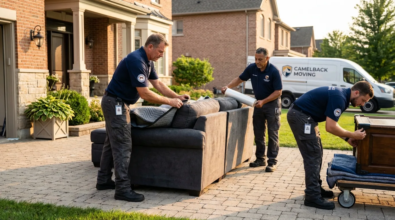 Large estate moving crew wrapping furniture in Guthrie, KY